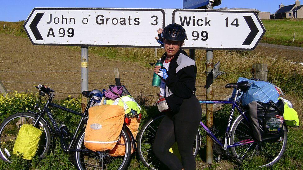 Caroline Page on a cycle ride from Lands End to John O'Groats