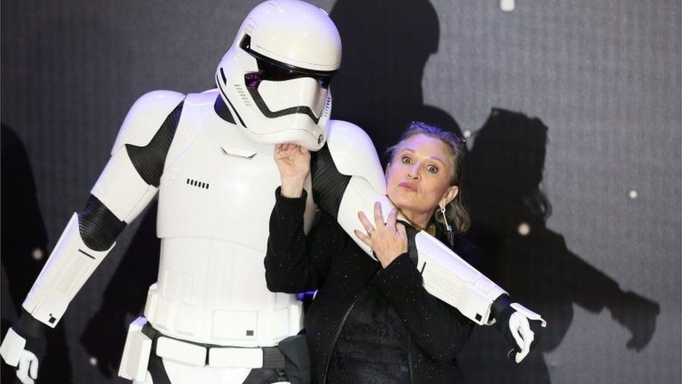 Carrie Fisher arrives at the European premiere of Star Wars: The Force Awakens in London. Photo: 16 December 2015