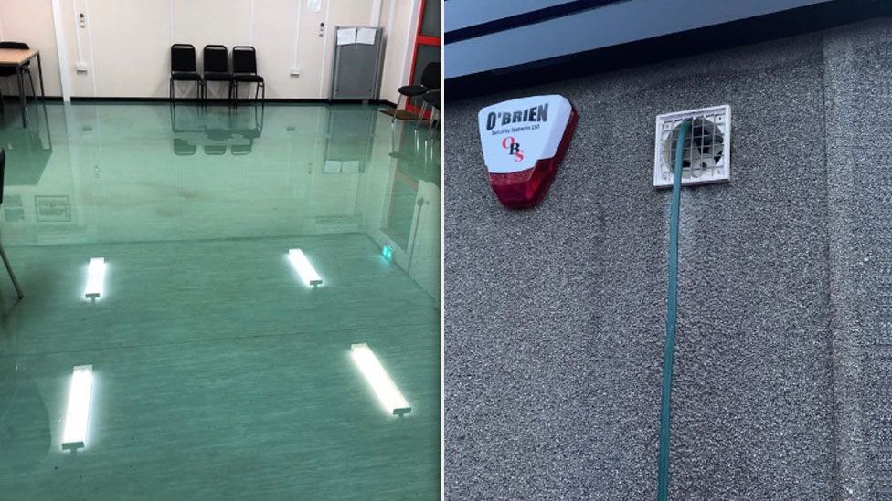 Flooding in the bowls pavilion was caused by a hose fed through an air vent
