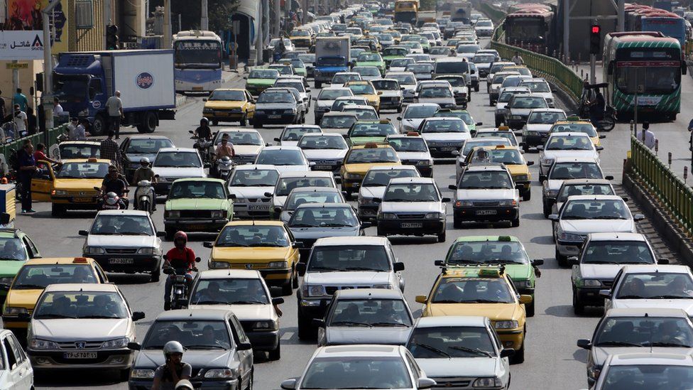 Traffic in the capital Tehran, Iran
