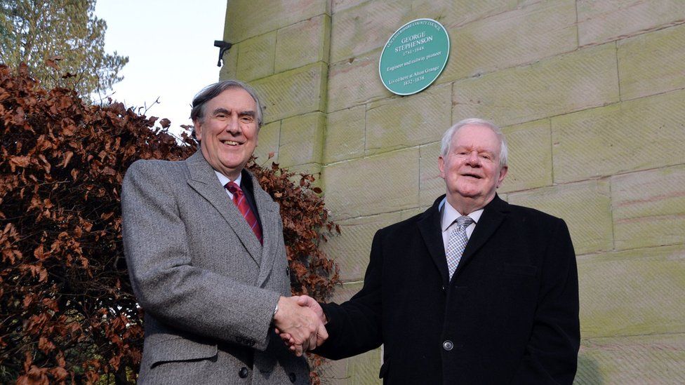 John Wood and Peter Lewis outside Aston Grange