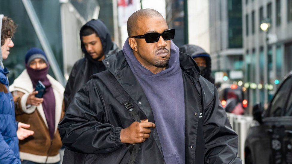 Kanye West is seen in Chelsea on January 05, 2022 in New York City.
