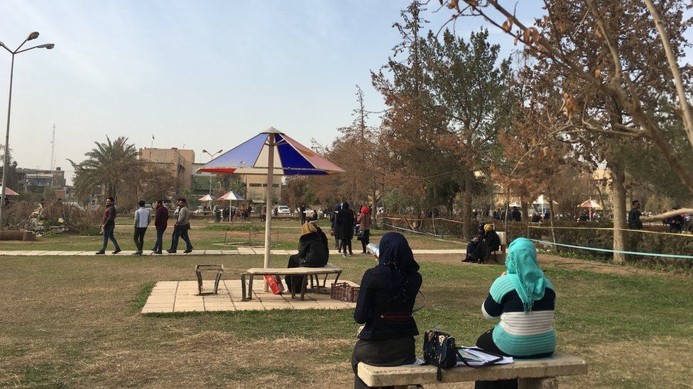 Students in their break at Mosul University