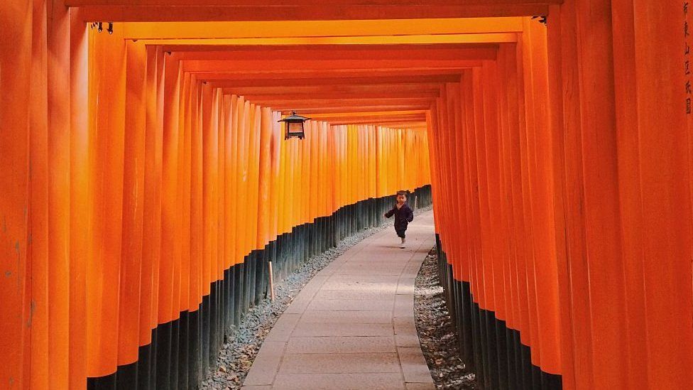 Torii gates at Fushimi Inari shrine in Kyoto, Japan