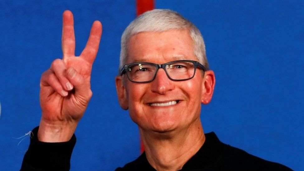 Apple CEO Tim Cook attends the premiere for season two of the television series "Ted Lasso" at Pacific Design Center in West Hollywood, California, US.