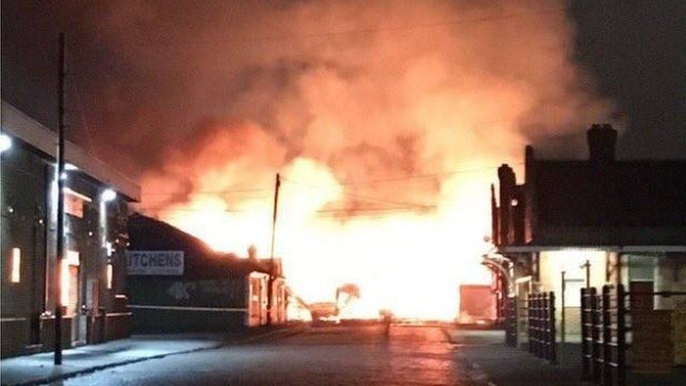 Nottingham Cattle Market fire off Meadow Lane, Nottingham