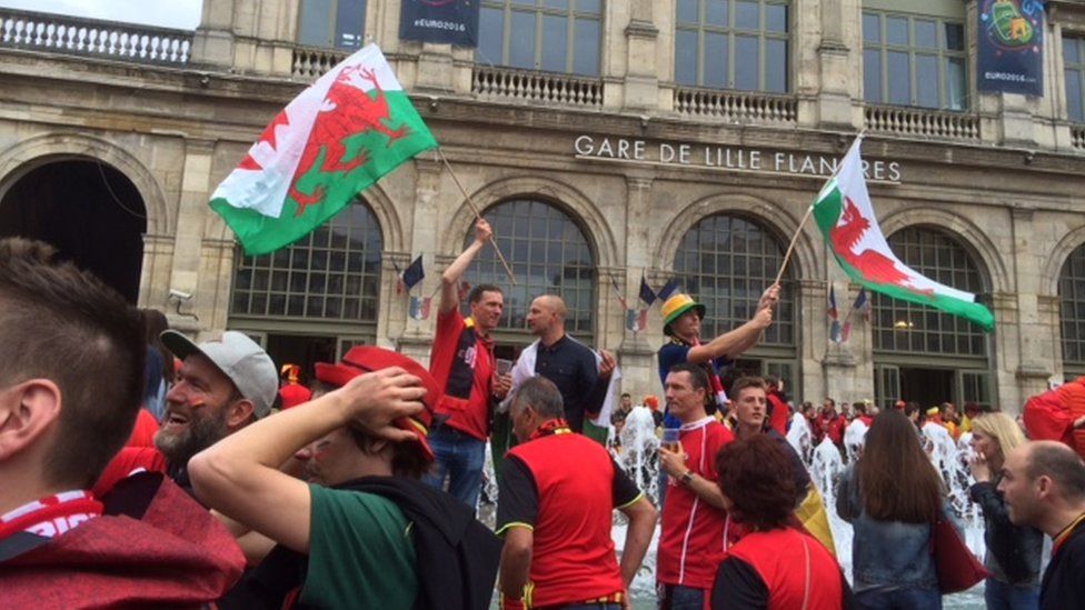 Welsh fans in Lille on Friday