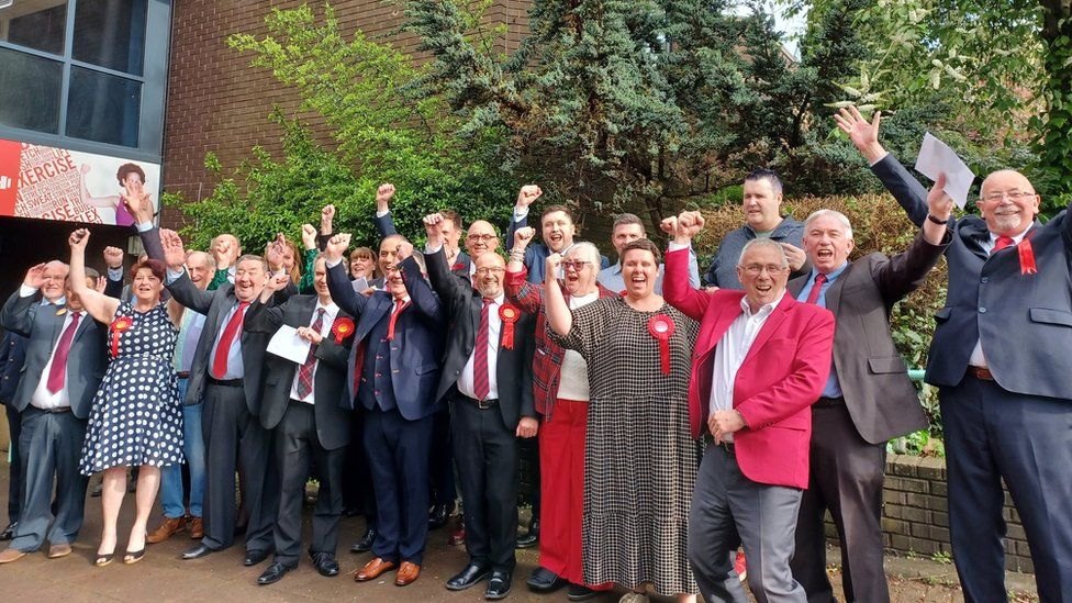Labour winners celebrate