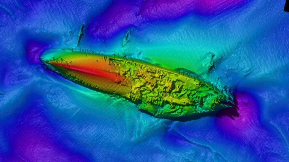 A sonar image of the wreck of the SMS Grosser Kurfurst