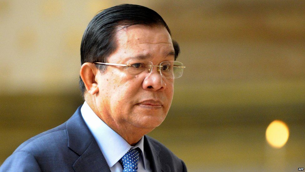 Cambodian Hun Sen is seen entering the National Assembly building in Phnom Penh in March 2015