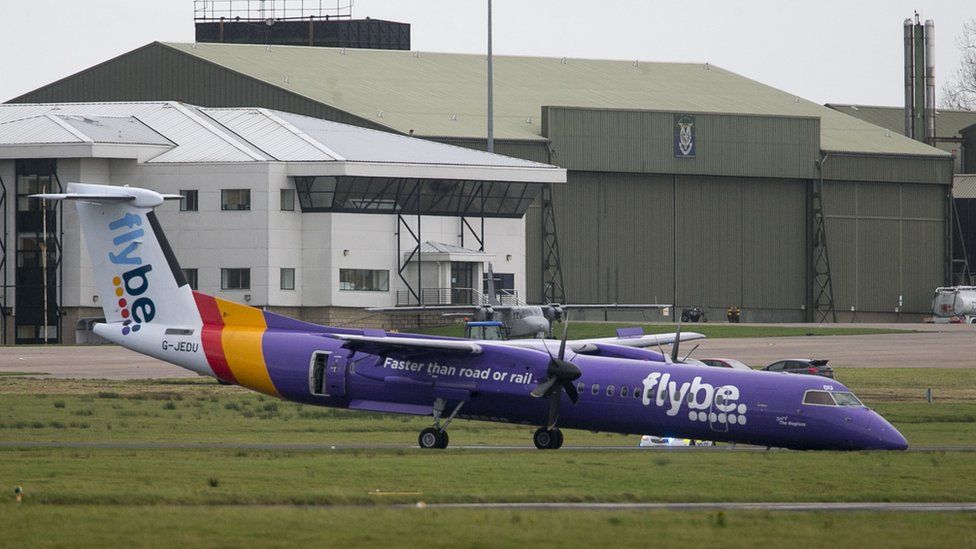 The Flybe plane after landing