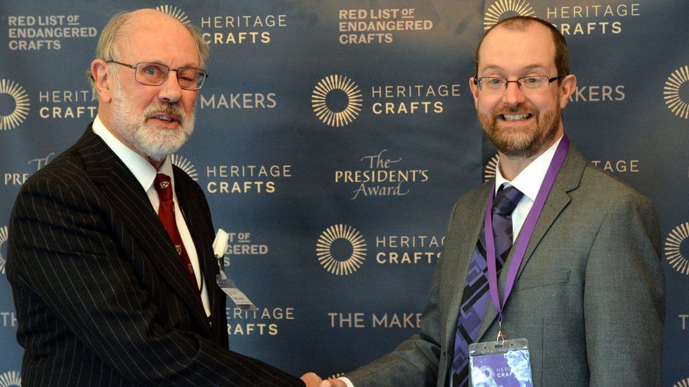 Colin Garrett receiving a Heritage Craft Association award in 2022