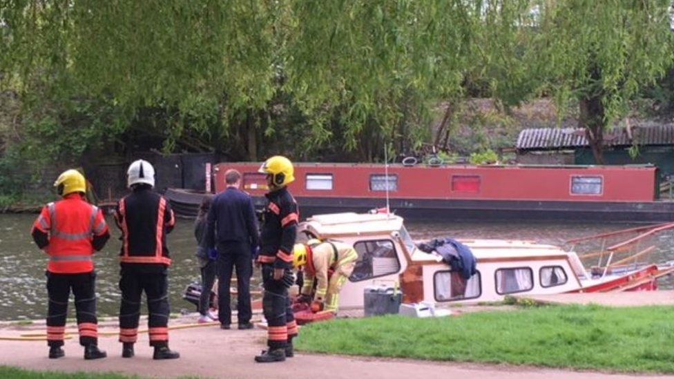 Boat in Ely after explosion