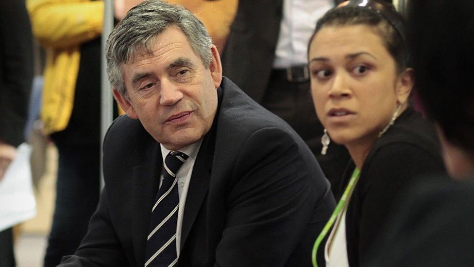 Gordon Brown on a visit to a Job Centre in 2009