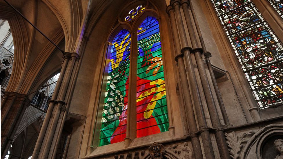 The Queen's window in Westminster Abbey