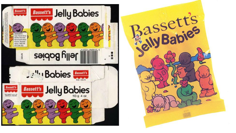 Packaging for Jelly Babies through the years