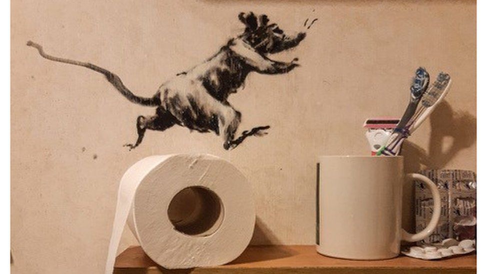 One of the rats pictured in Banksy's latest artwork