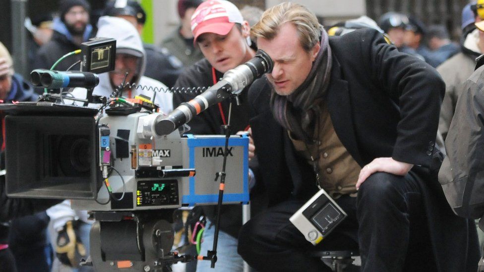 Christopher Nolan on the Warner Bros. set of Dark Knight Rises in 2012