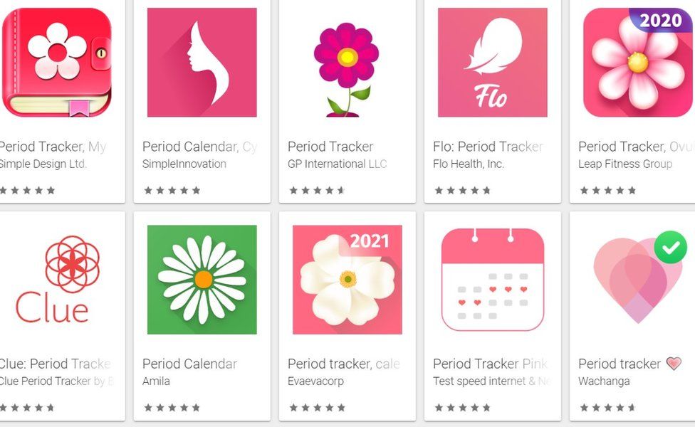 Period trackers on Google Play store