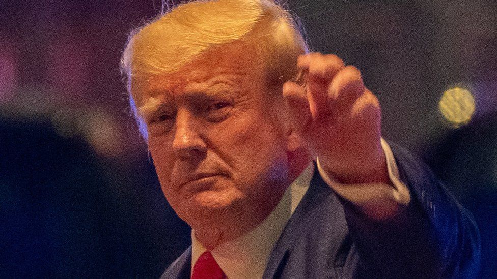 The former president arrives at Trump Tower in New York the day after FBI agents raided his Mar-a-Lago home