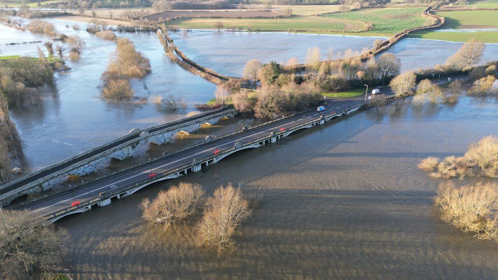 Flooding in Atcham Bridge Shropshire