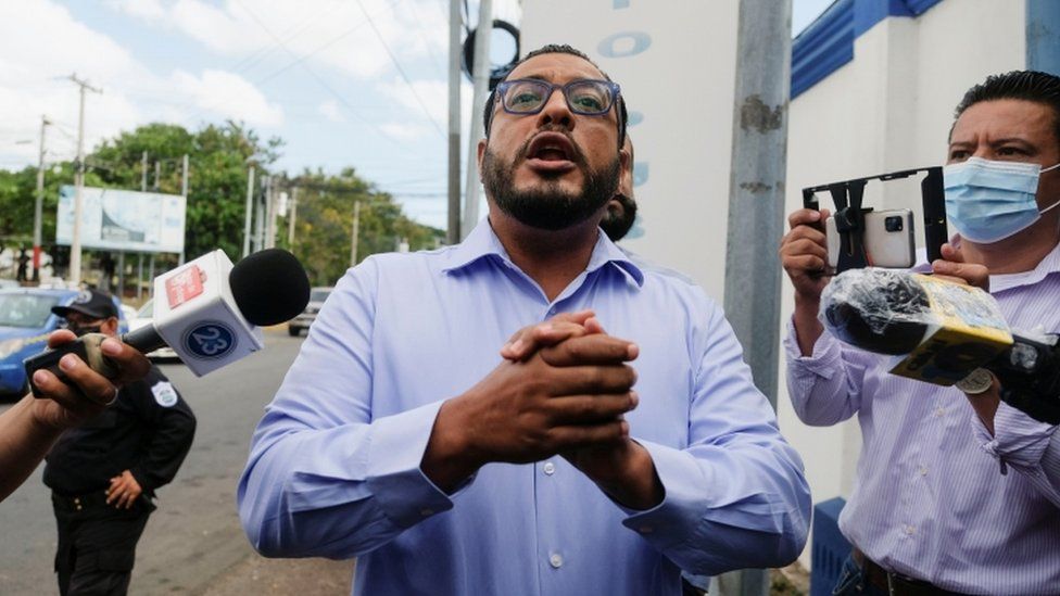 Felix Maradiaga arrives at the Nicaragua Attorney General's office after being summoned by authorities, in Managua, Nicaragua June 8, 2021