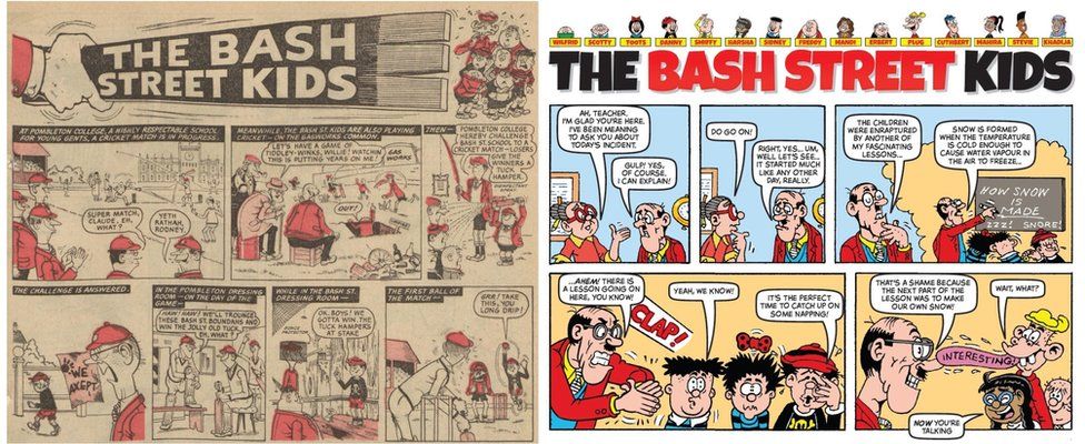 The first Bash Street Kids comic strip in 1962, and the latest in 2023.