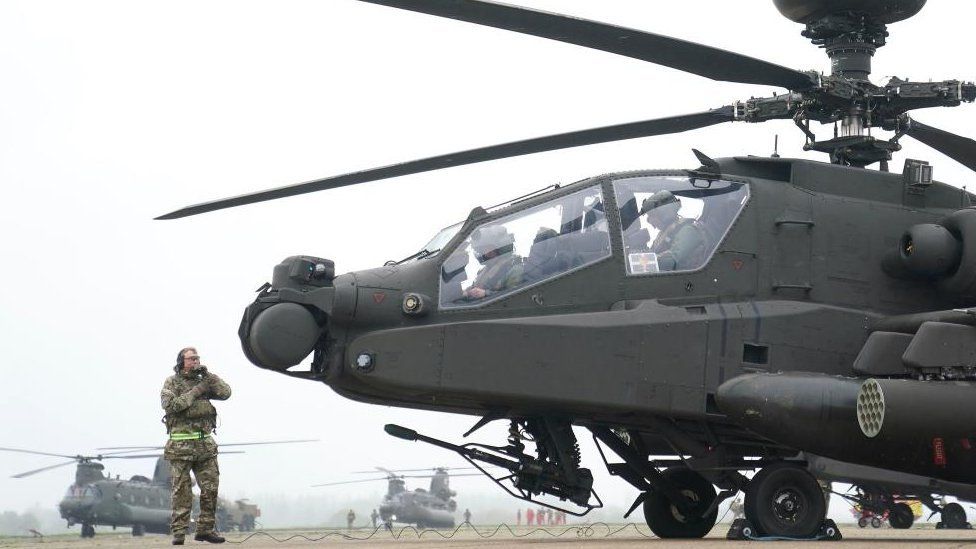 British Army Apache AH-64E battle helicopters