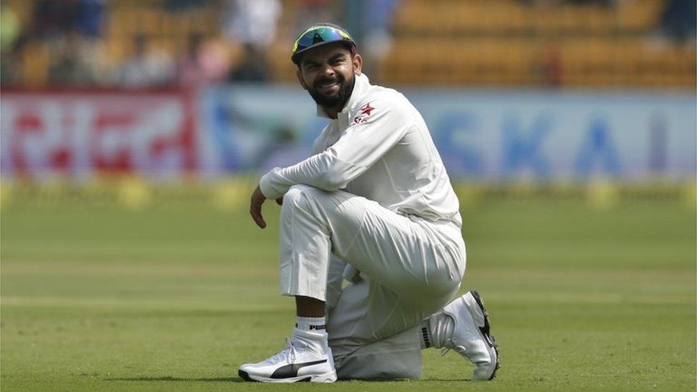 India"s captain Virat Kohli reacts on missing to take the catch after a shot played by Australia"s Matt Renshaw during the second day of their second test cricket match in Bangalore, India, Sunday, March 5, 2017