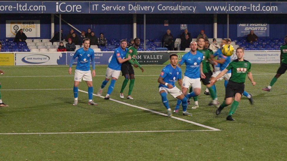 Billericay Town FC in action in the Isthmian Premiership