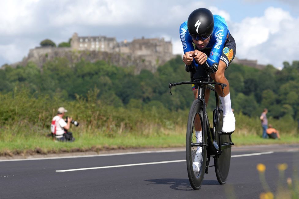 Colombia's Walter Vargas in action during the Men's Elite Road Individual Time Trial