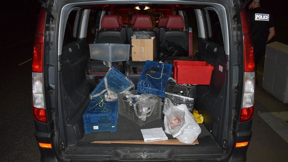 Van with trapping equipment