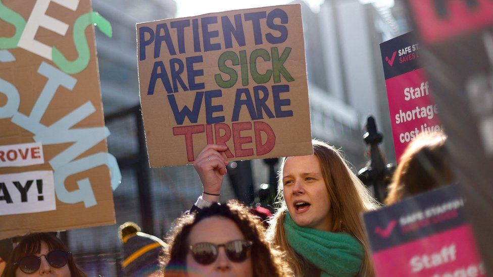 BREAKING NEWS Nurses recount throughout a strike by NHS medical group