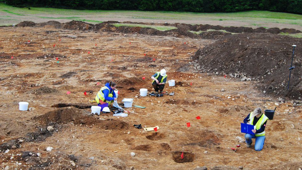 Archaeologists Mary Peteranna, Lindsey Stirling and Dan Maclean at work at Torvean