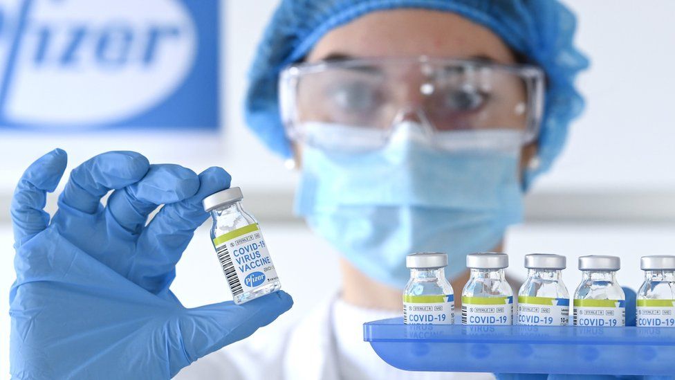 Vials of the Pfizer BioNTech vaccine