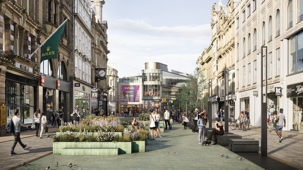 Artist's impression of proposals for Blackett Street, Newcastle