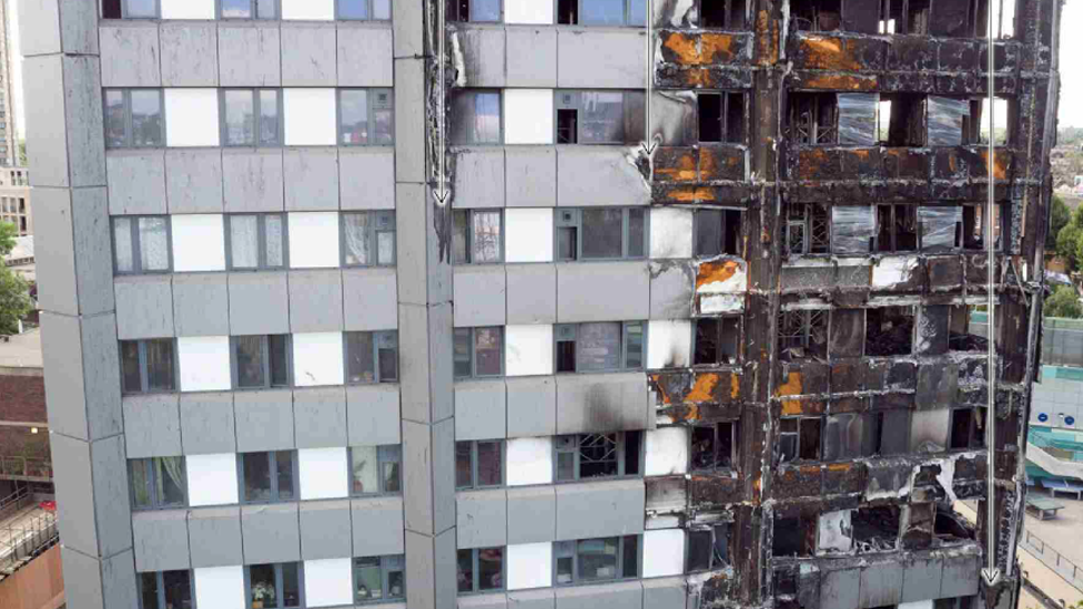 Image of Grenfell facade after the fire