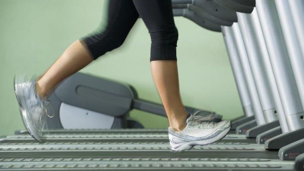 Woman running on treadmill