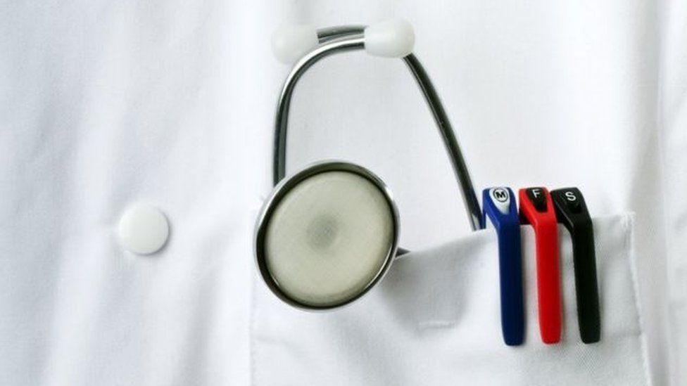 Doctor's lab coat with stethoscope