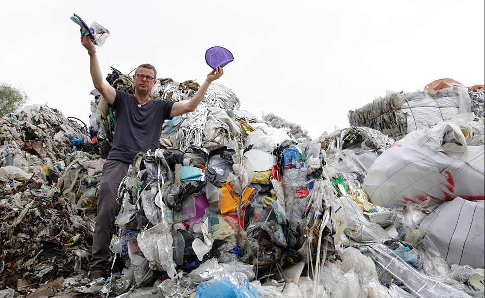 Hugh with plastic waste