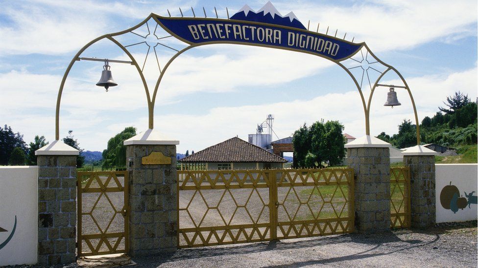 An entrance gate at the former Colonia Dignidad