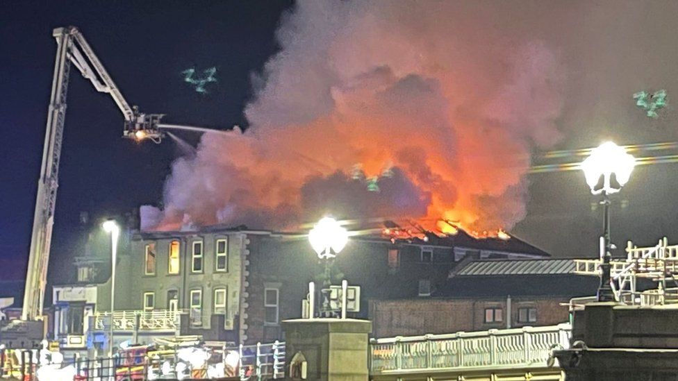 Fire at Haven Bridge in Great Yarmouth