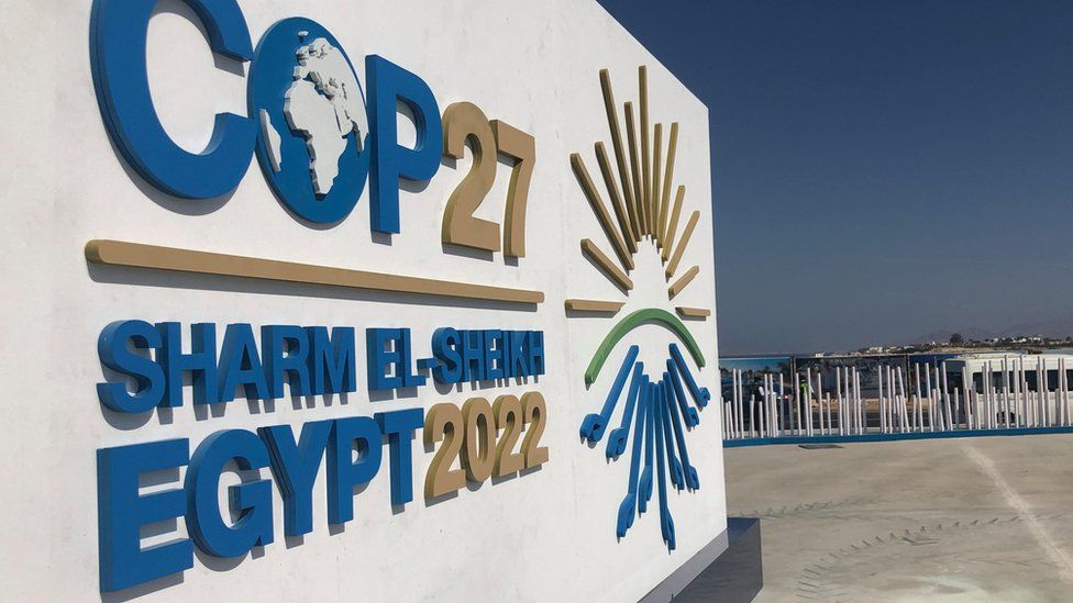 COP27 sign in Egypt