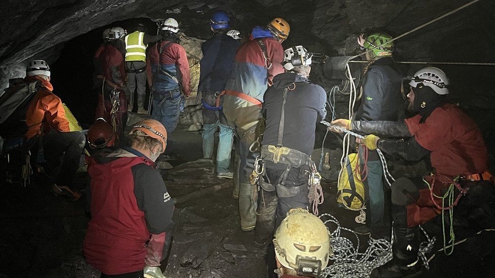 Cave recue team in Croesor-Rhosydd complex