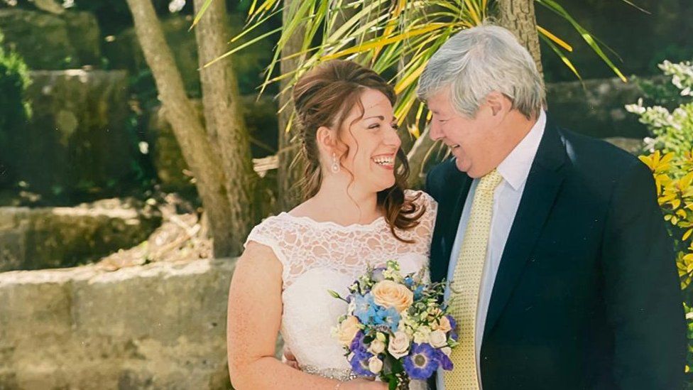 Lanson Moore with her late father Kev on her wedding day