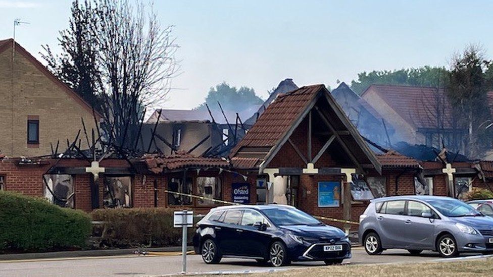 Aftermath of fire in Walnut Tree area of Milton Keynes