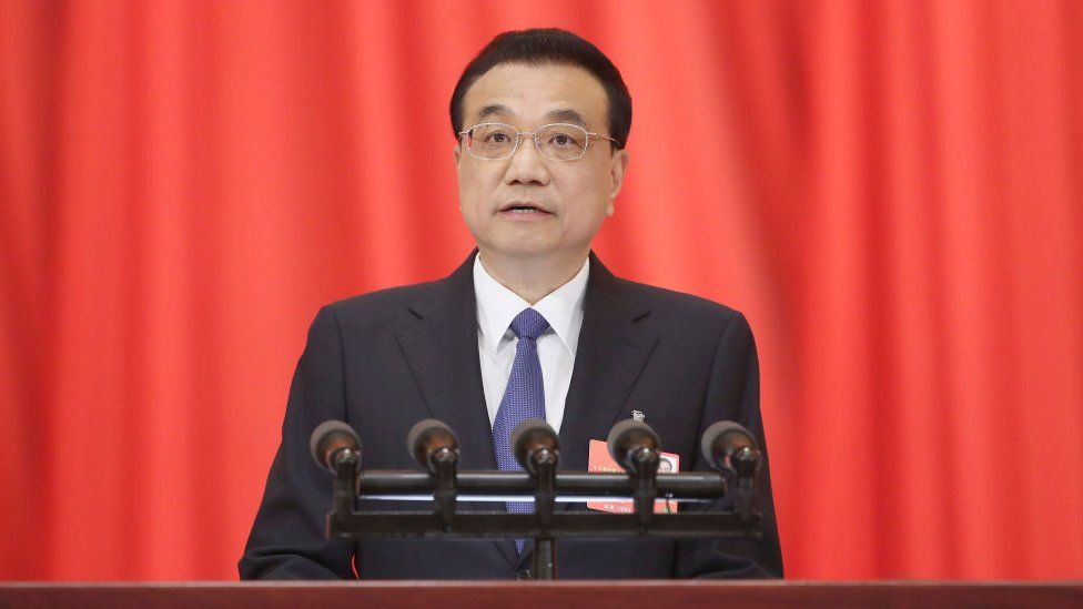 Chinese Premier Li Keqiang delivers a government work report during the opening meeting of the third session of the 13th National People's Congress (NPC) at the Great Hall of the People on May 22, 2020 in Beijing, China