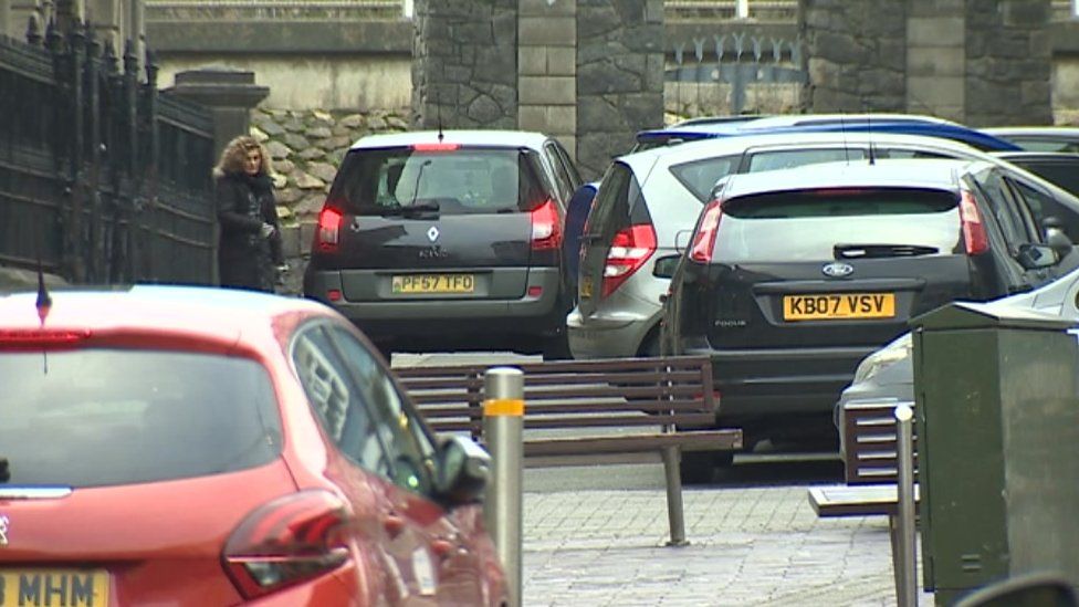 Cars parked in Caernarfon