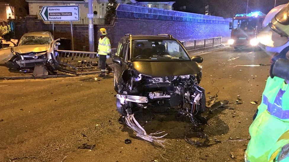 Engine ejected from car in Wolverhampton crash BBC News