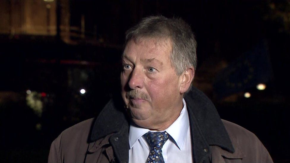 East Antrim MP Sammy Wilson reacted angrily to the government's Brexit text
